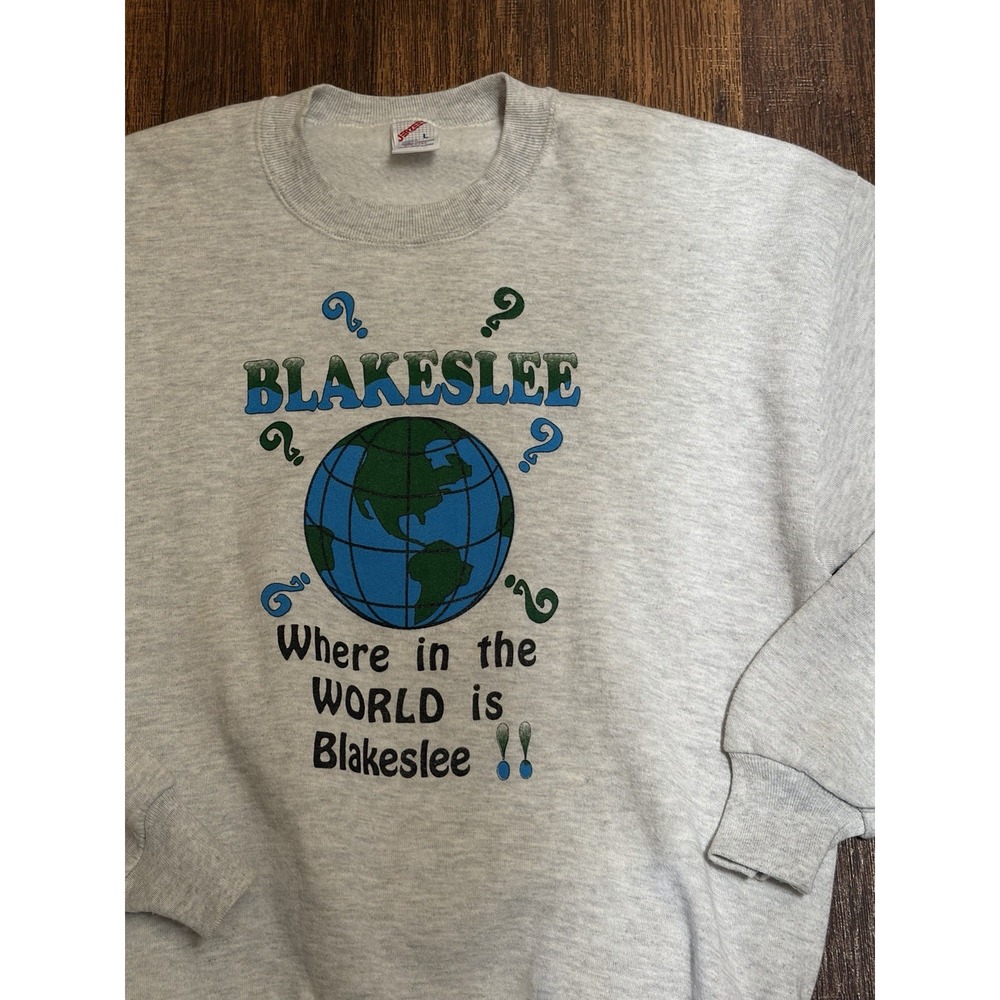 Men's Vintage Jerzees Sweatshirt Gray Blakeslee L 90s USA PA Heather Stretch